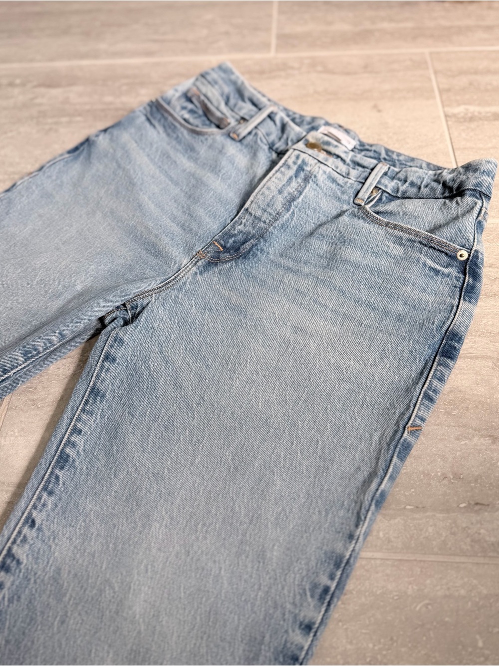 Good American Jeans Womens 27 Light Wash High Rise Straight Leg Cropped Denim - Picture 3 of 10